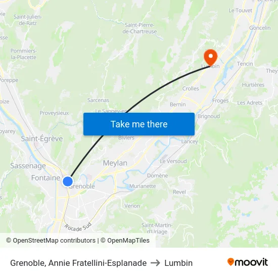 Grenoble, Annie Fratellini-Esplanade to Lumbin map