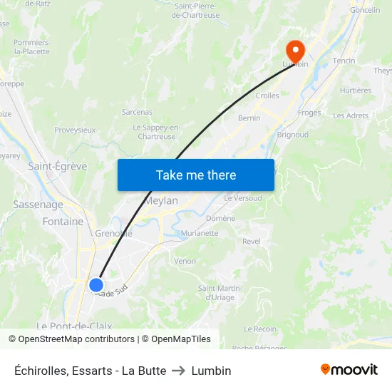Échirolles, Essarts - La Butte to Lumbin map