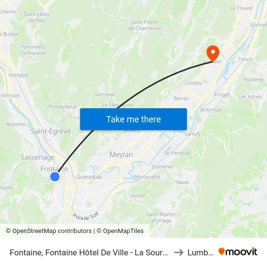 Fontaine, Fontaine Hôtel De Ville - La Source to Lumbin map