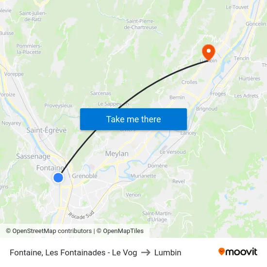 Fontaine, Les Fontainades - Le Vog to Lumbin map
