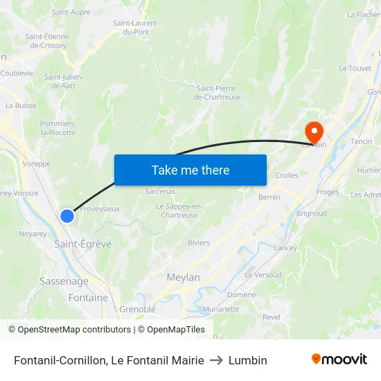 Fontanil-Cornillon, Le Fontanil Mairie to Lumbin map