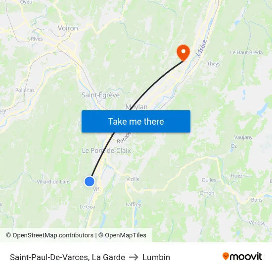 Saint-Paul-De-Varces, La Garde to Lumbin map