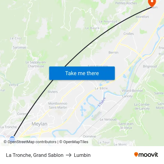 La Tronche, Grand Sablon to Lumbin map