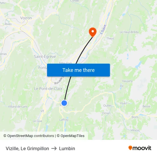 Vizille, Le Grimpillon to Lumbin map