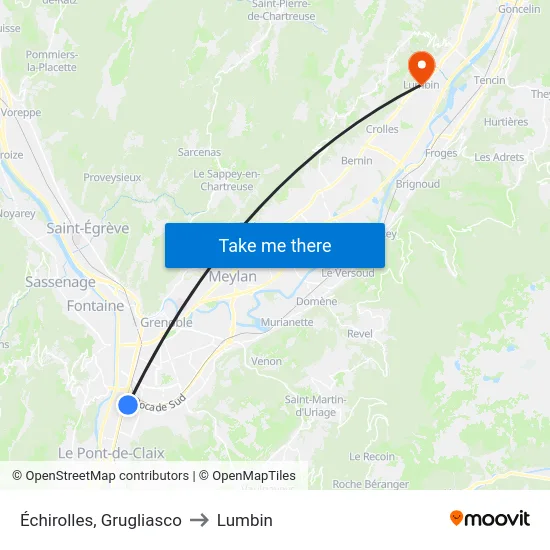 Échirolles, Grugliasco to Lumbin map