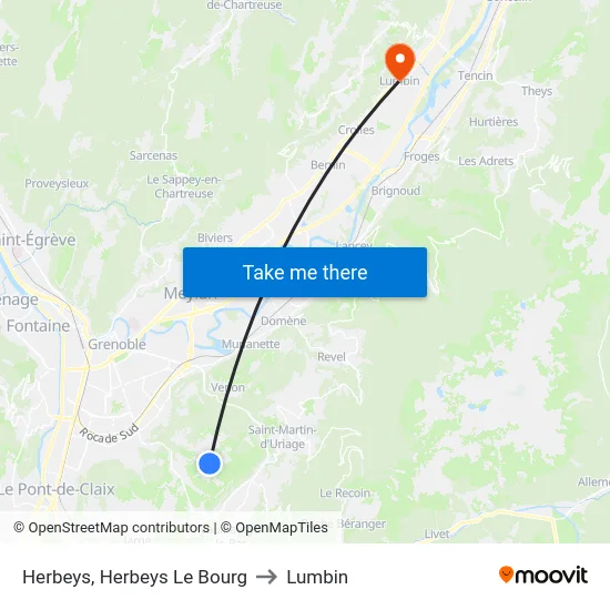 Herbeys, Herbeys Le Bourg to Lumbin map