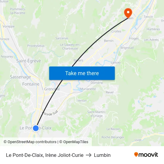 Le Pont-De-Claix, Irène Joliot-Curie to Lumbin map