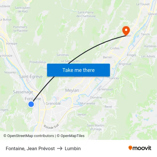 Fontaine, Jean Prévost to Lumbin map