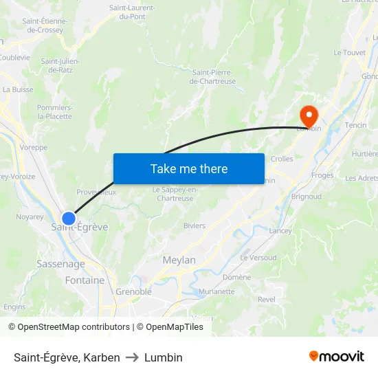 Saint-Égrève, Karben to Lumbin map