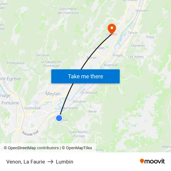 Venon, La Faurie to Lumbin map
