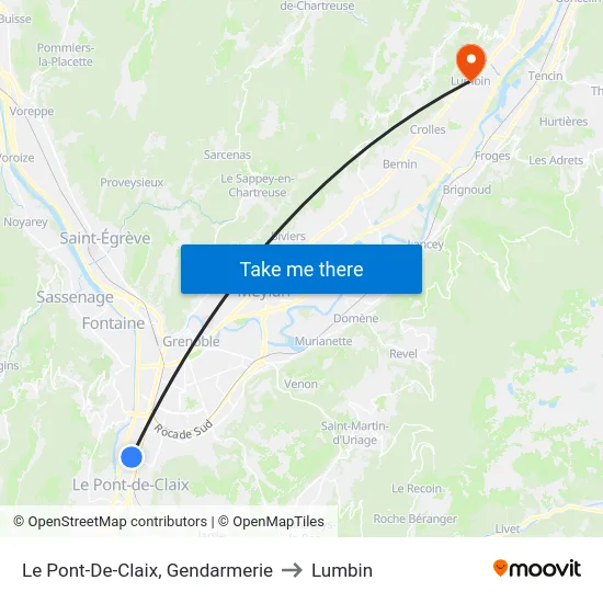 Le Pont-De-Claix, Gendarmerie to Lumbin map