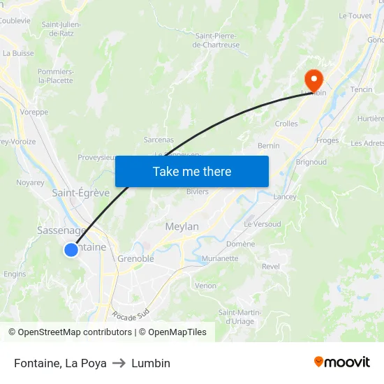 Fontaine, La Poya to Lumbin map