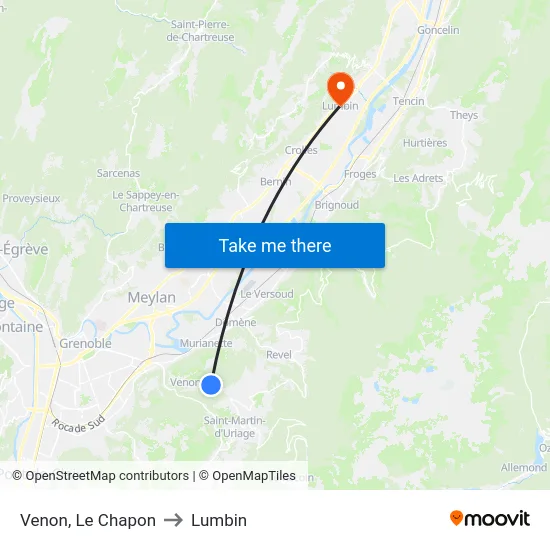 Venon, Le Chapon to Lumbin map
