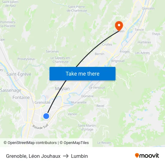Grenoble, Léon Jouhaux to Lumbin map