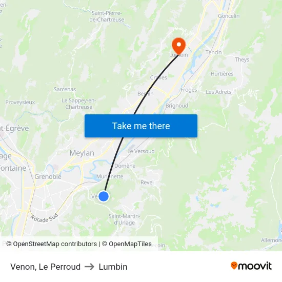 Venon, Le Perroud to Lumbin map