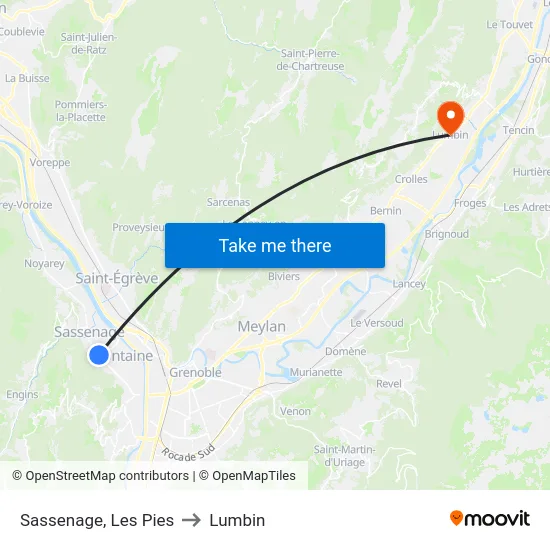 Sassenage, Les Pies to Lumbin map