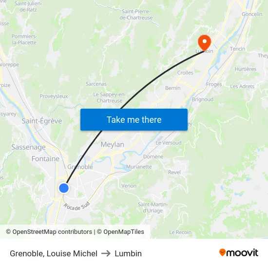 Grenoble, Louise Michel to Lumbin map