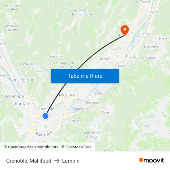 Grenoble, Mallifaud to Lumbin map
