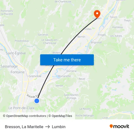 Bresson, La Maritelle to Lumbin map