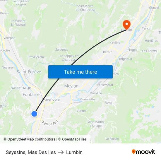 Seyssins, Mas Des Iles to Lumbin map