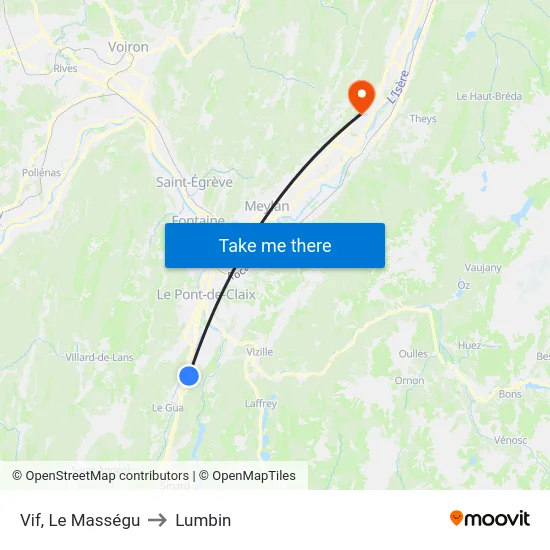 Vif, Le Masségu to Lumbin map