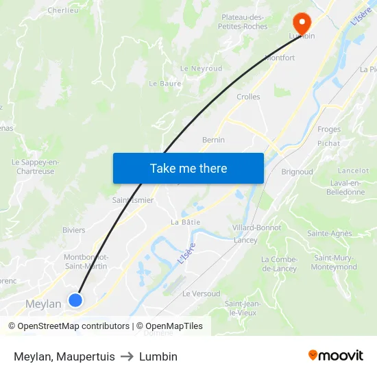 Meylan, Maupertuis to Lumbin map