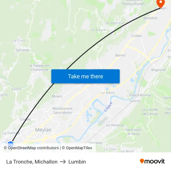 La Tronche, Michallon to Lumbin map