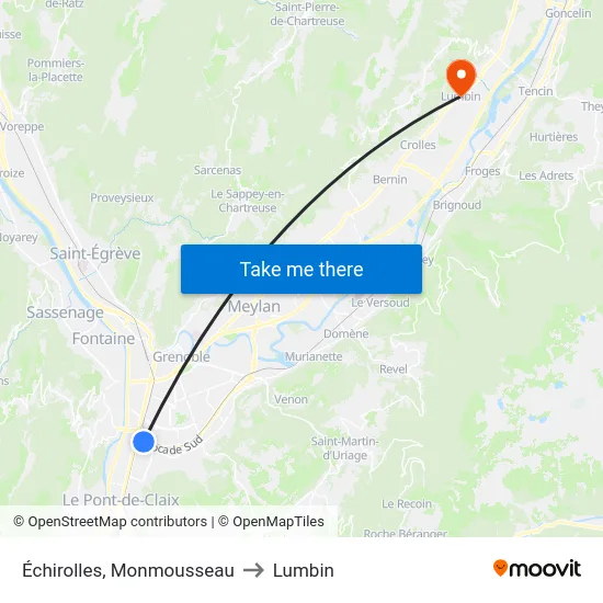 Échirolles, Monmousseau to Lumbin map