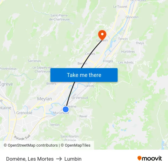 Domène, Les Mortes to Lumbin map