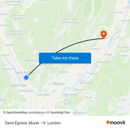 Saint-Égrève, Muret to Lumbin map