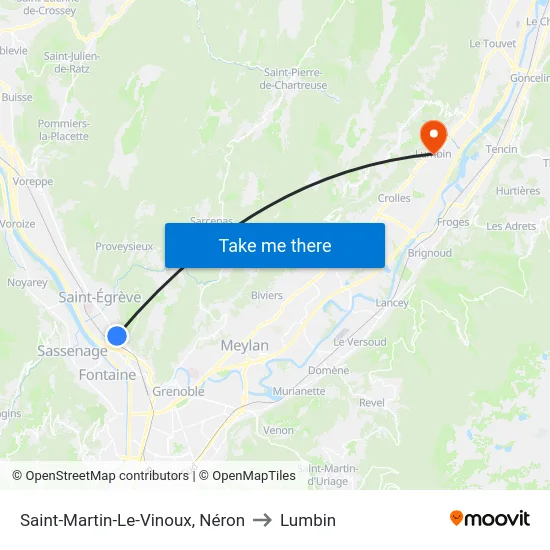 Saint-Martin-Le-Vinoux, Néron to Lumbin map