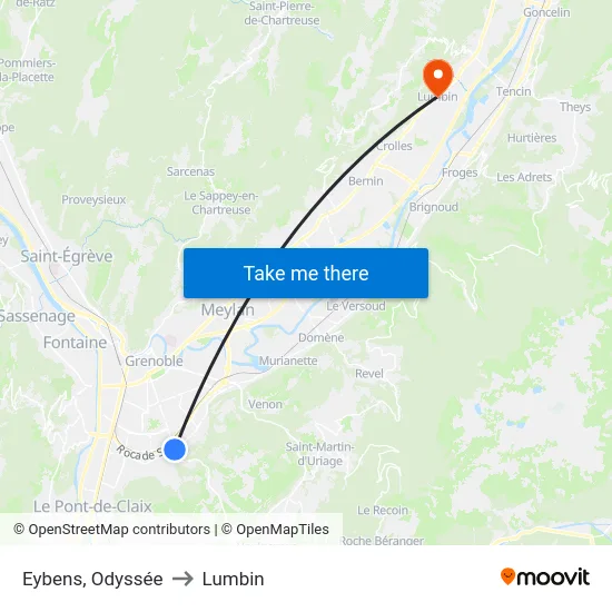 Eybens, Odyssée to Lumbin map