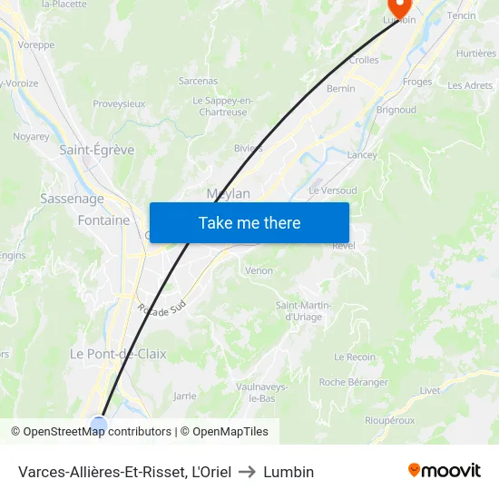 Varces-Allières-Et-Risset, L'Oriel to Lumbin map
