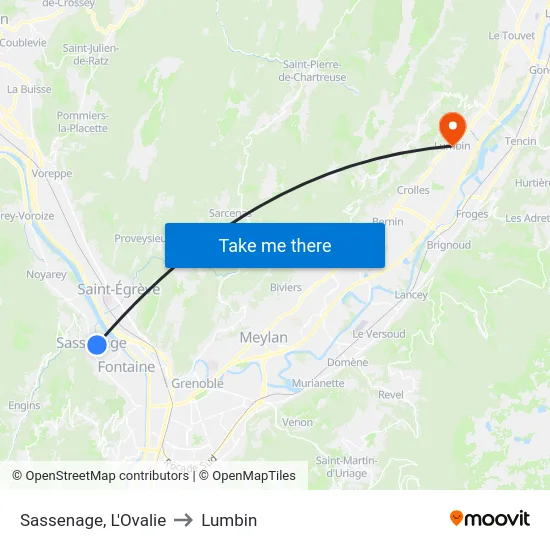 Sassenage, L'Ovalie to Lumbin map