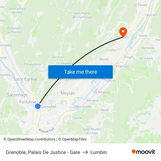 Grenoble, Palais De Justice - Gare to Lumbin map