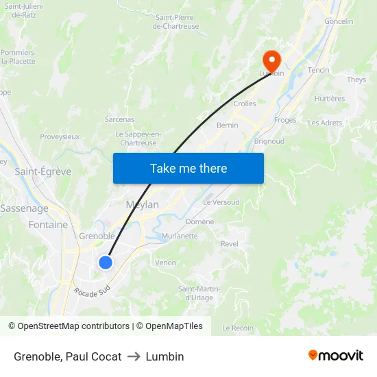 Grenoble, Paul Cocat to Lumbin map