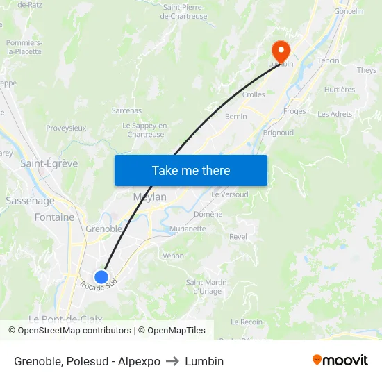 Grenoble, Polesud - Alpexpo to Lumbin map