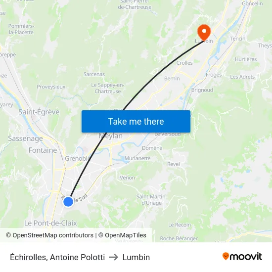 Échirolles, Antoine Polotti to Lumbin map