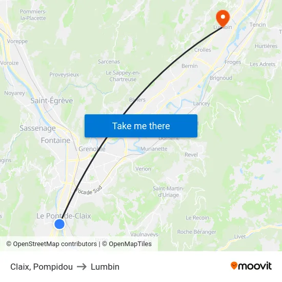 Claix, Pompidou to Lumbin map