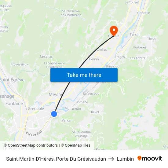 Saint-Martin-D'Hères, Porte Du Grésivaudan to Lumbin map