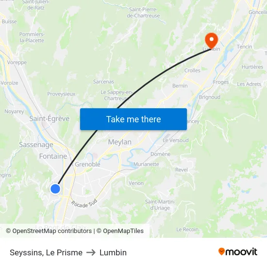 Seyssins, Le Prisme to Lumbin map