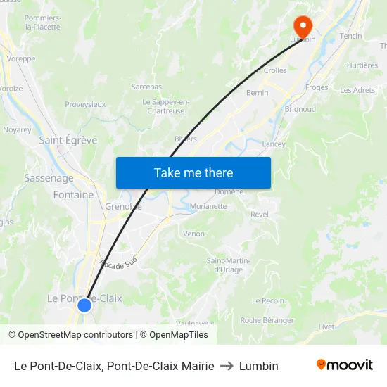 Le Pont-De-Claix, Pont-De-Claix Mairie to Lumbin map