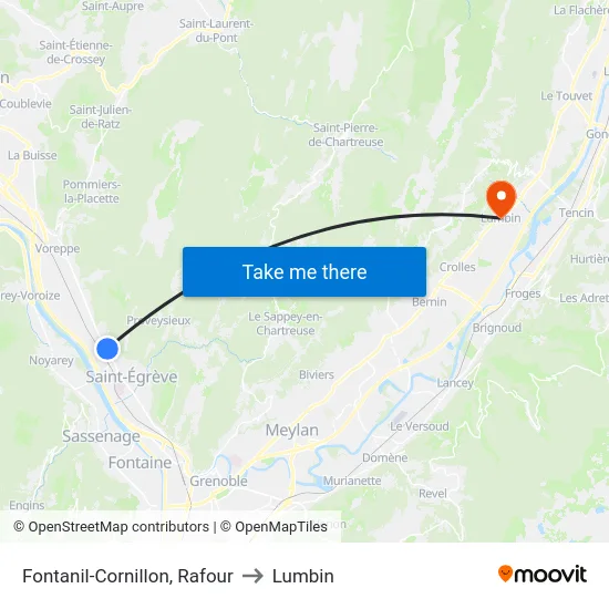 Fontanil-Cornillon, Rafour to Lumbin map