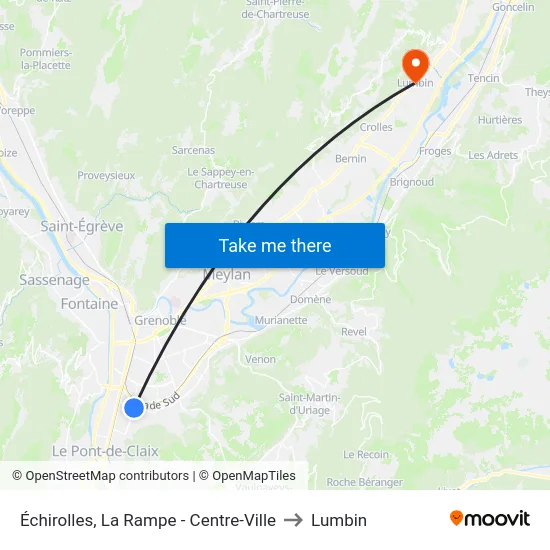 Échirolles, La Rampe - Centre-Ville to Lumbin map
