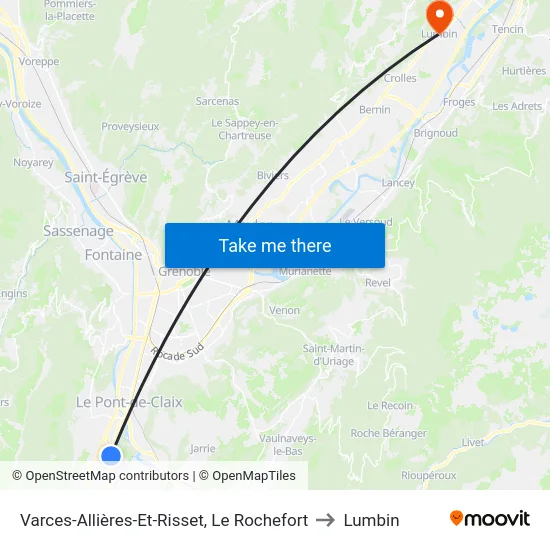Varces-Allières-Et-Risset, Le Rochefort to Lumbin map