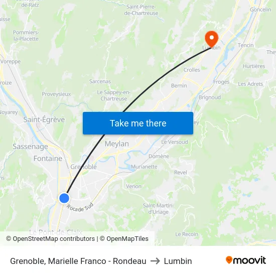Grenoble, Marielle Franco - Rondeau to Lumbin map