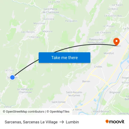 Sarcenas, Sarcenas Le Village to Lumbin map