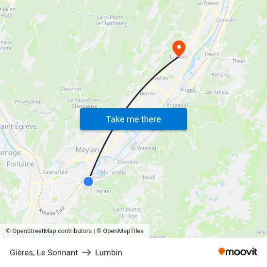 Gières, Le Sonnant to Lumbin map