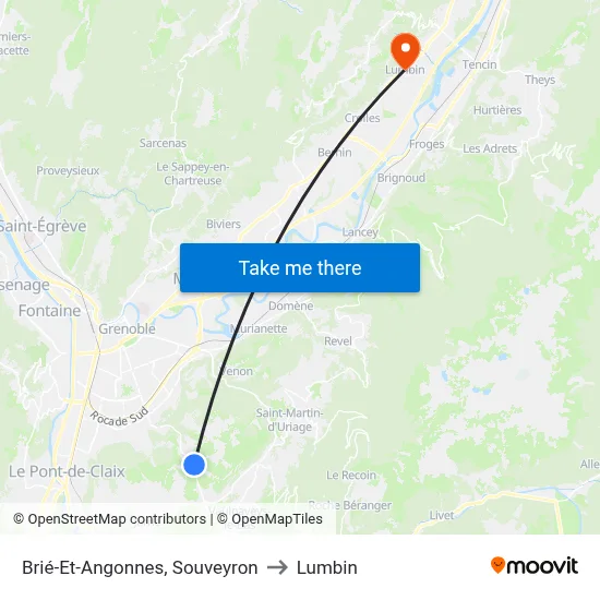 Brié-Et-Angonnes, Souveyron to Lumbin map