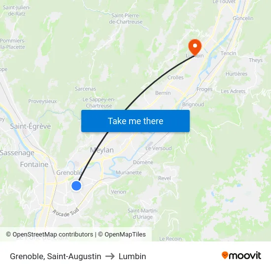 Grenoble, Saint-Augustin to Lumbin map